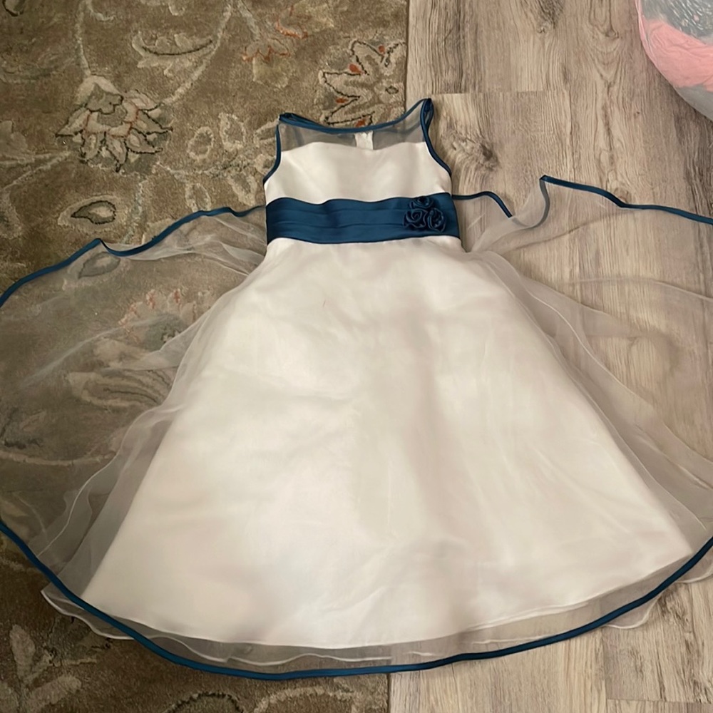 Teal and white formal dress